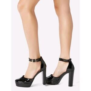 JustFab Scarlet Chunky Platform Black Heels Size 10 GUC – Y2K Goth Night-Out